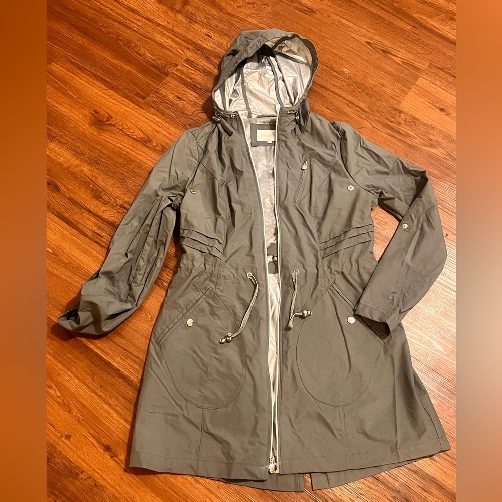 Laundry By Shelli Segal Packable Raincoat Olive Green Nylon Jacket size M - Picture 5 of 14